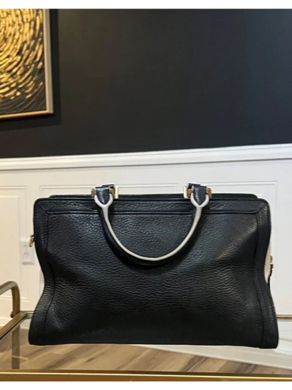 TORY BURCH AUTHENTIC BLACK AND WHITE JESSICA HANDBAG